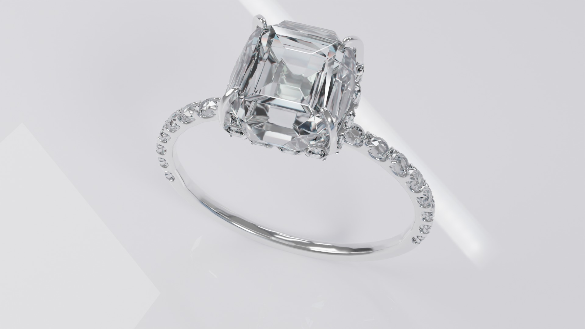 Platinum Ring with Square Dimond 3D model_12