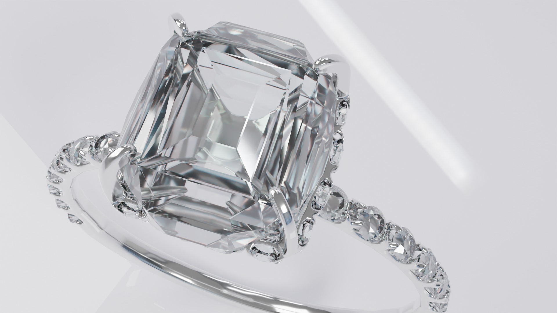 Platinum Ring with Square Dimond 3D model_11