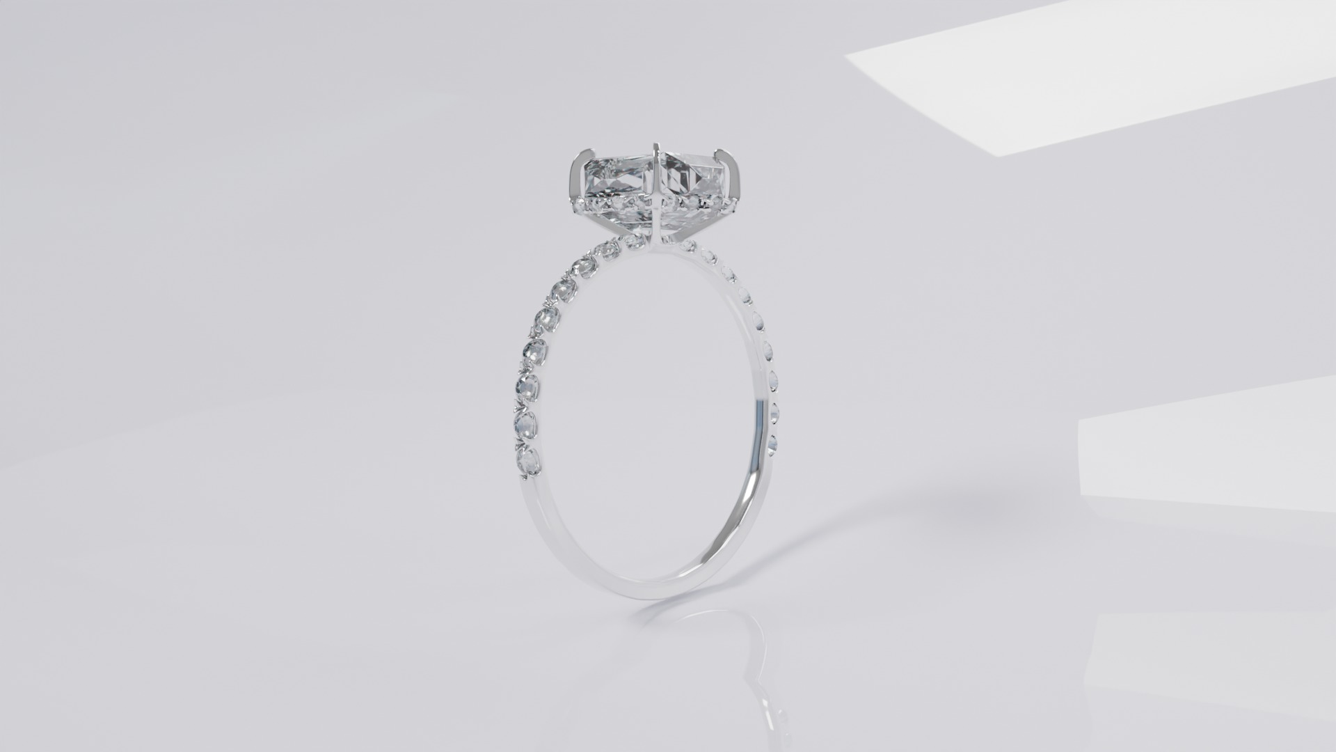 Platinum Ring with Square Dimond 3D model_8