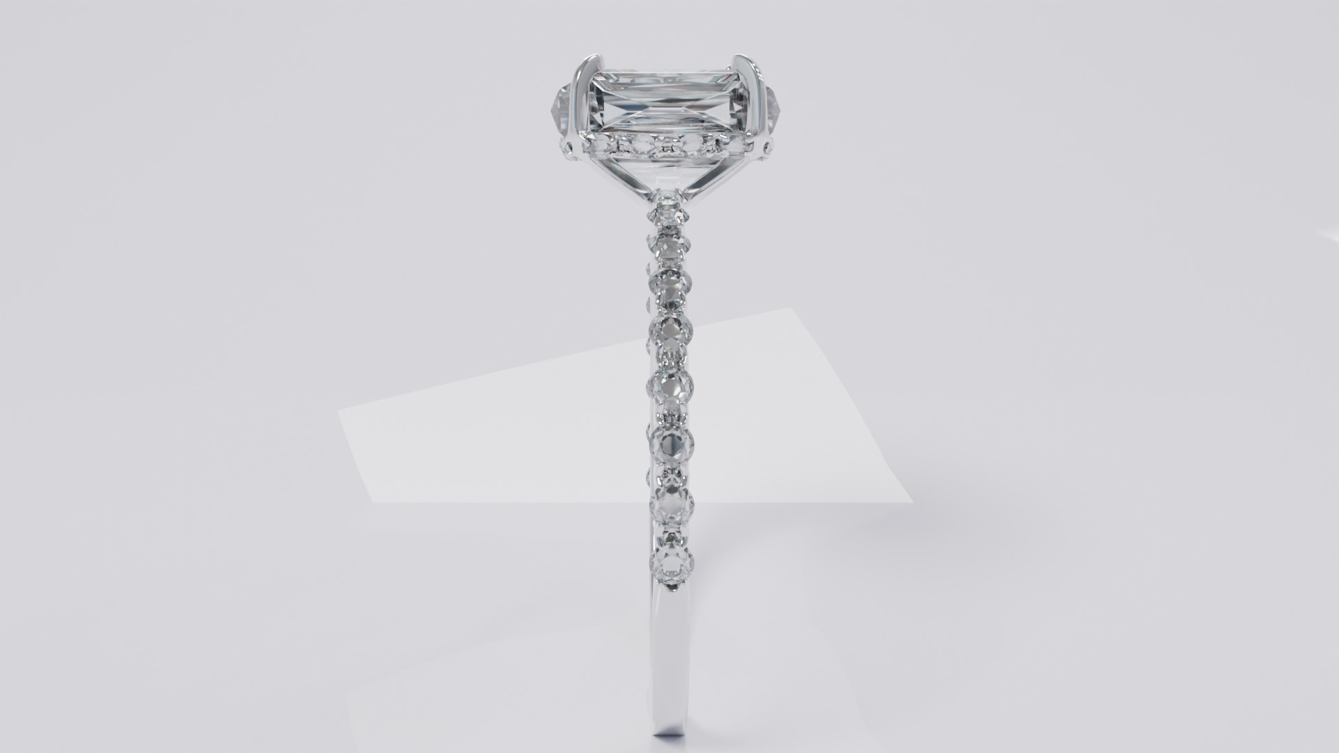 Platinum Ring with Square Dimond 3D model_3