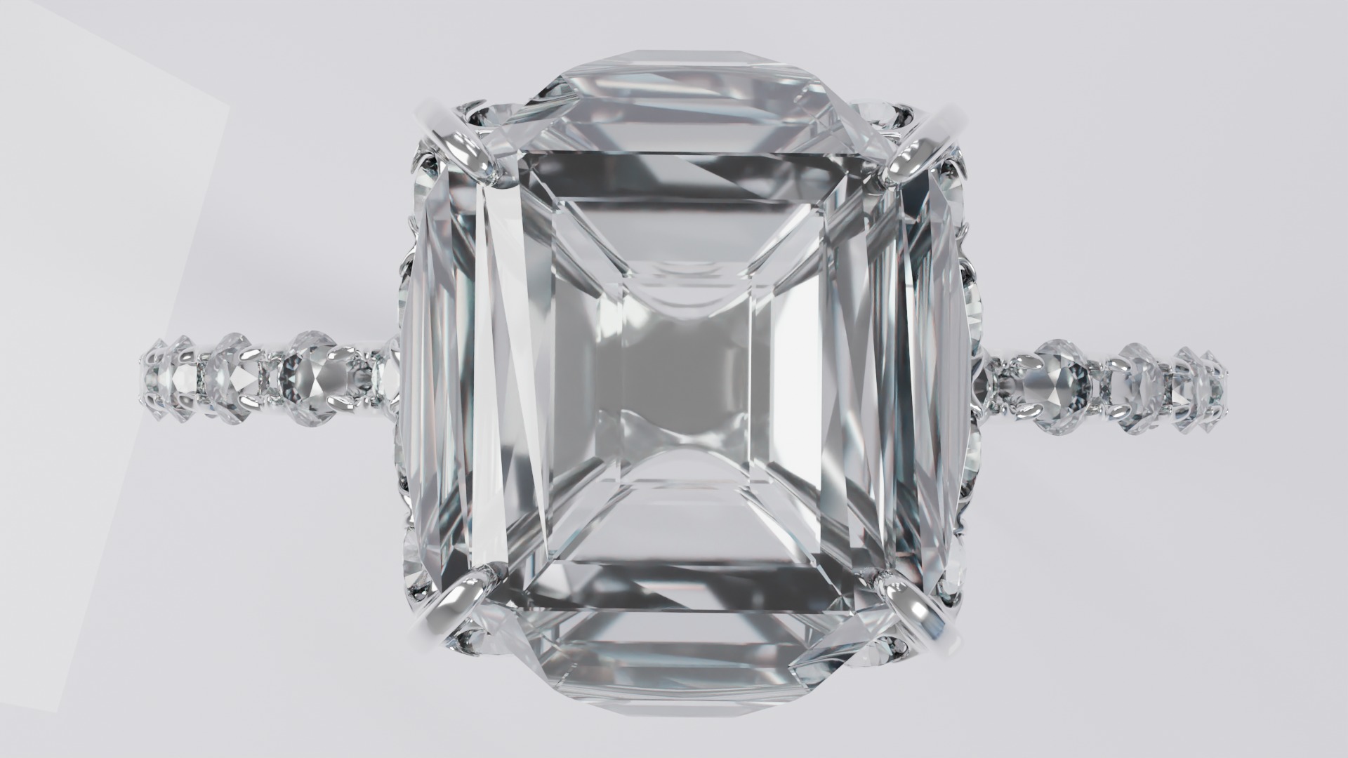 Platinum Ring with Square Dimond 3D model_10