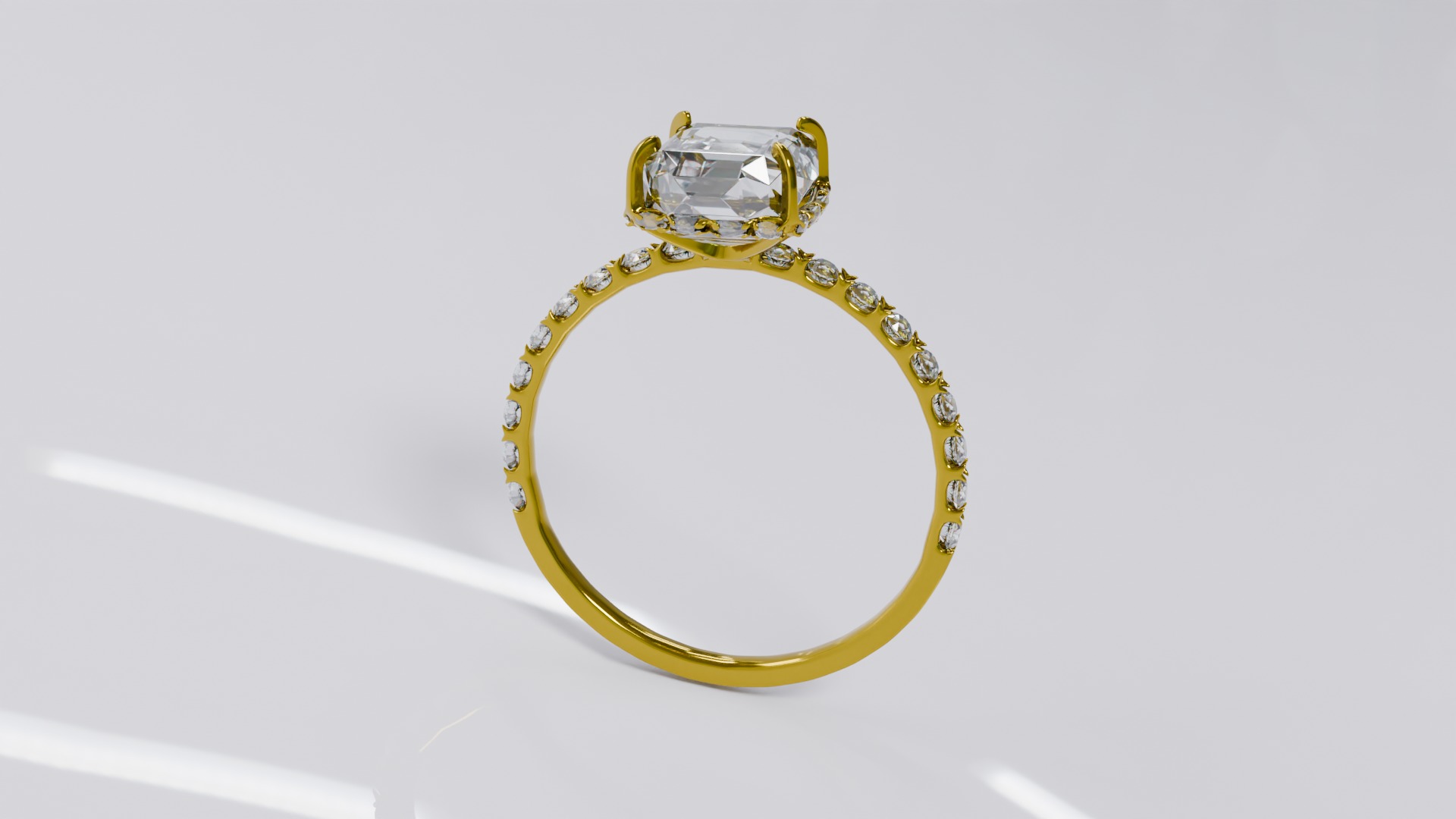 Platinum Ring with Square Dimond 3D model_20