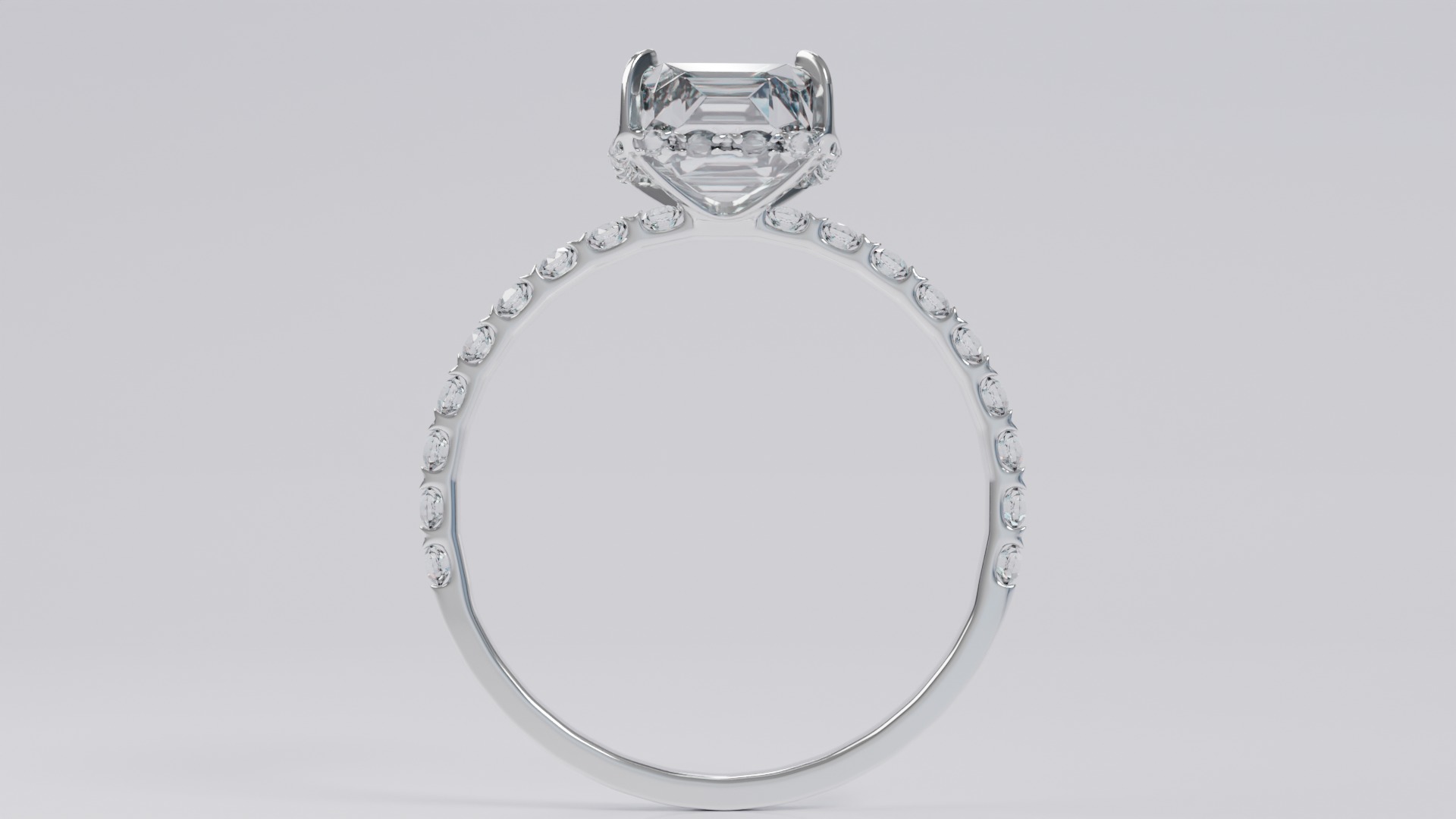Platinum Ring with Square Dimond 3D model_2