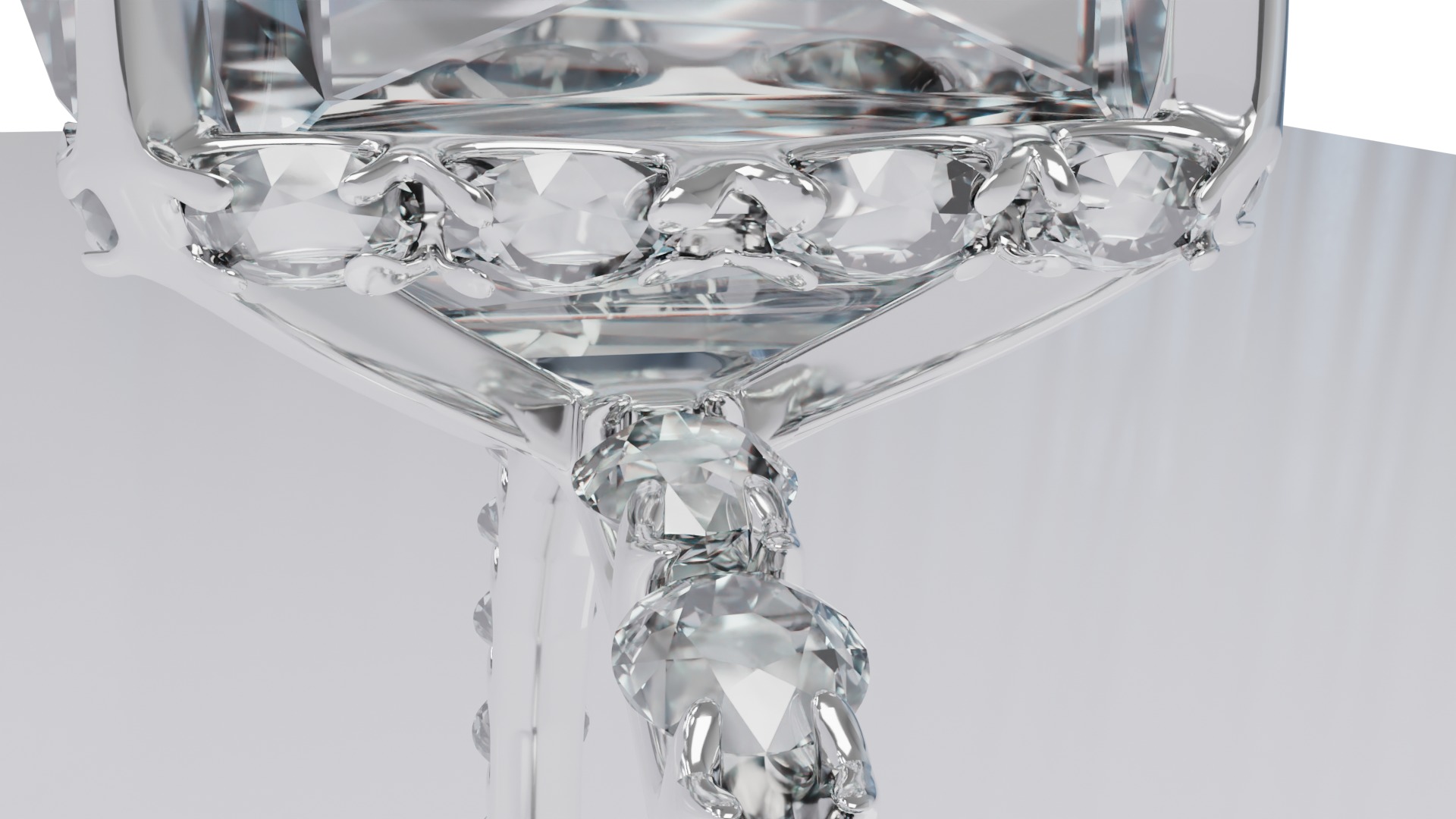 Platinum Ring with Square Dimond 3D model_7