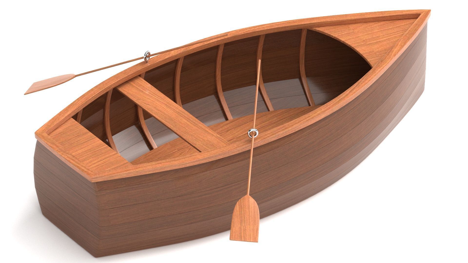 Wooden Rowboat 01 3D model_4