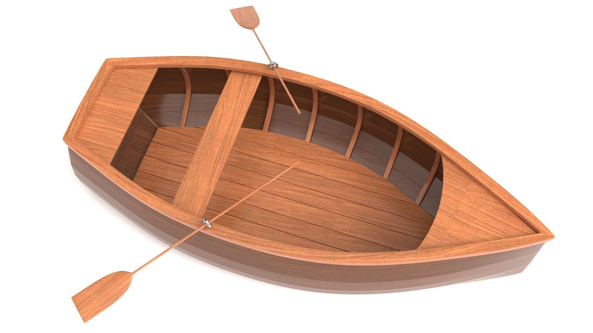 Wooden Rowboat 01 3D model_6