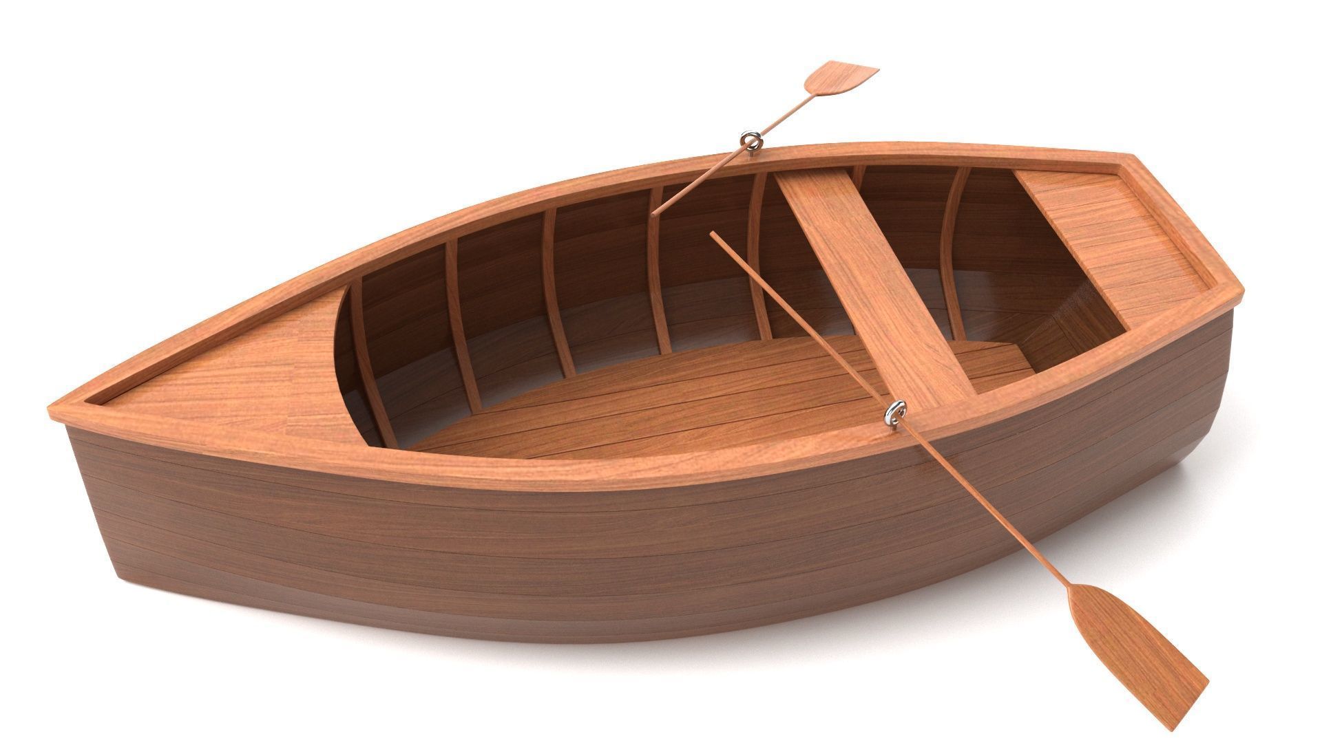 Wooden Rowboat 01 3D model_5