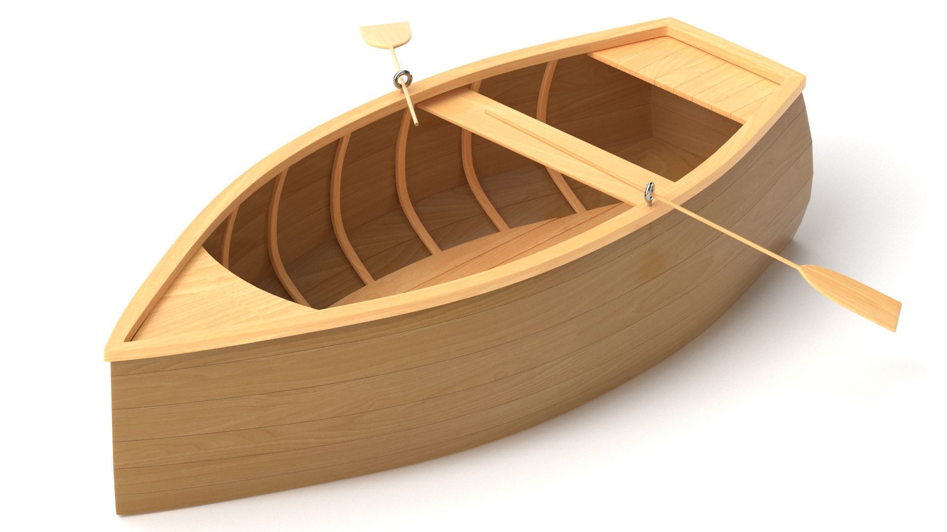 Wooden Rowboat 01 3D model_3