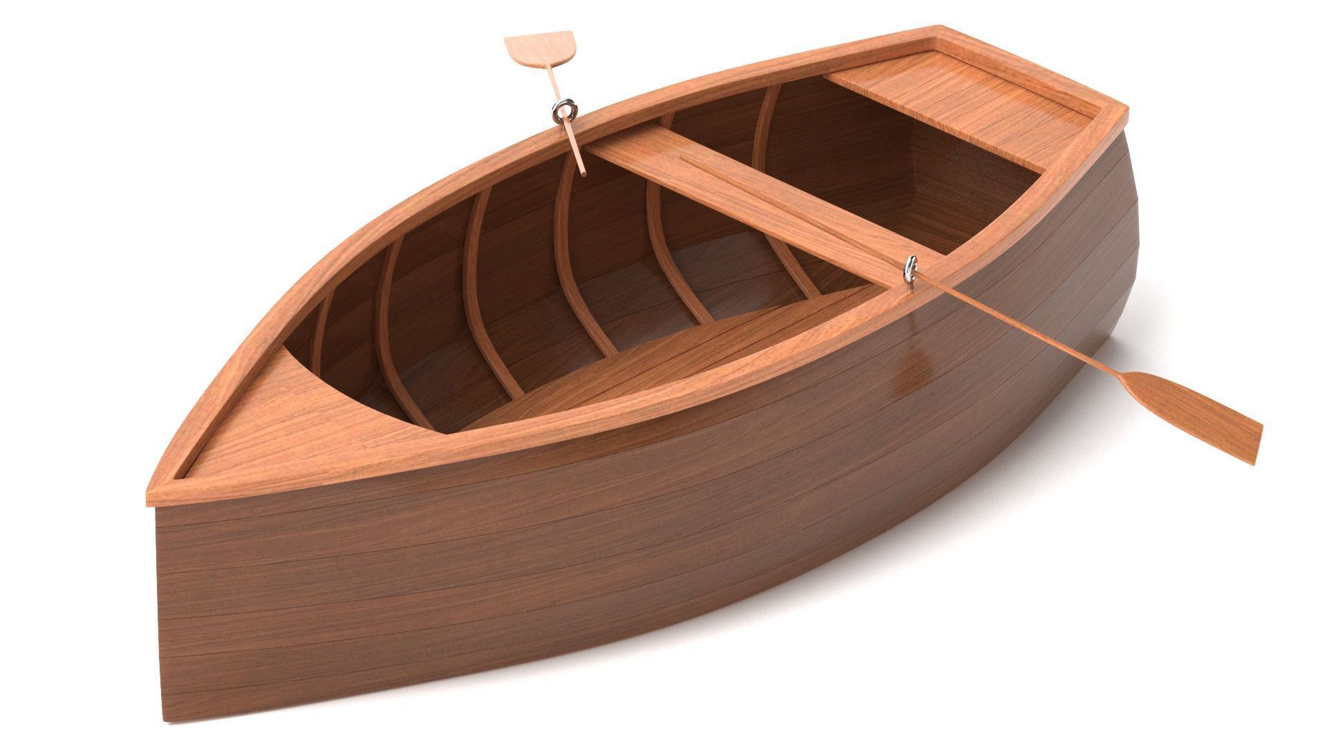 Wooden Rowboat 01 3D model_2
