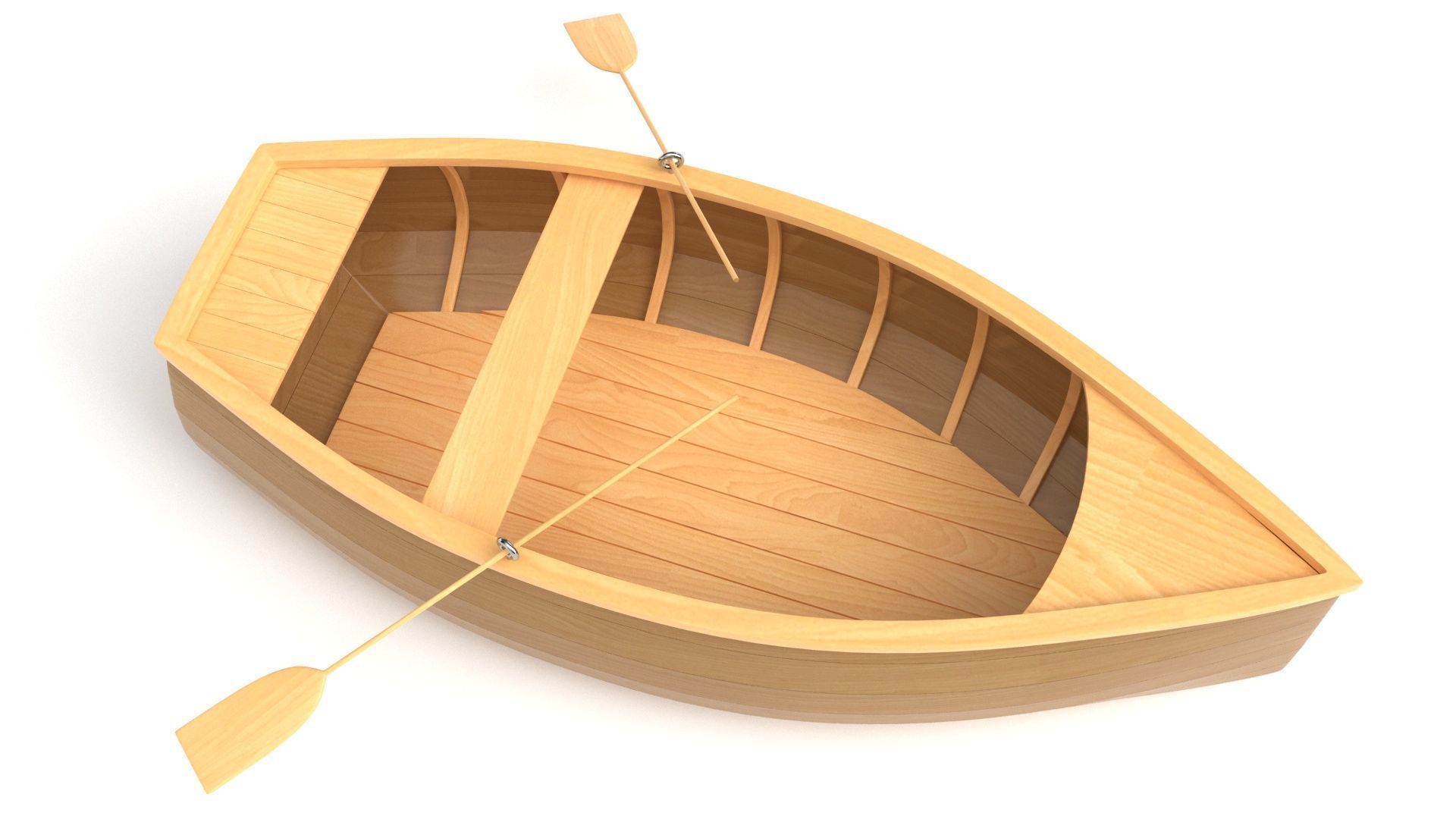 Wooden Rowboat 01 3D model_7