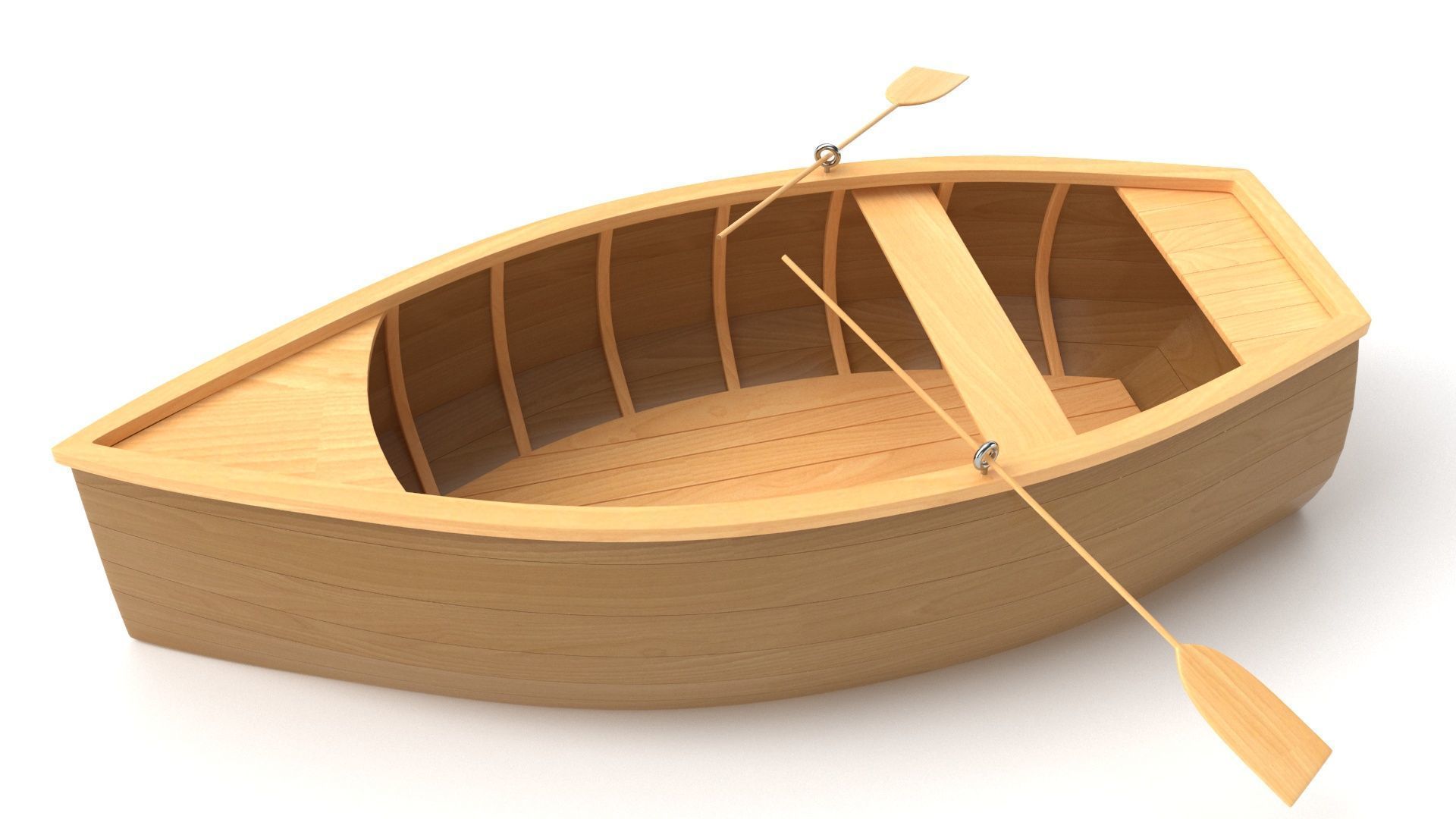 Wooden Rowboat 02 3D model_5