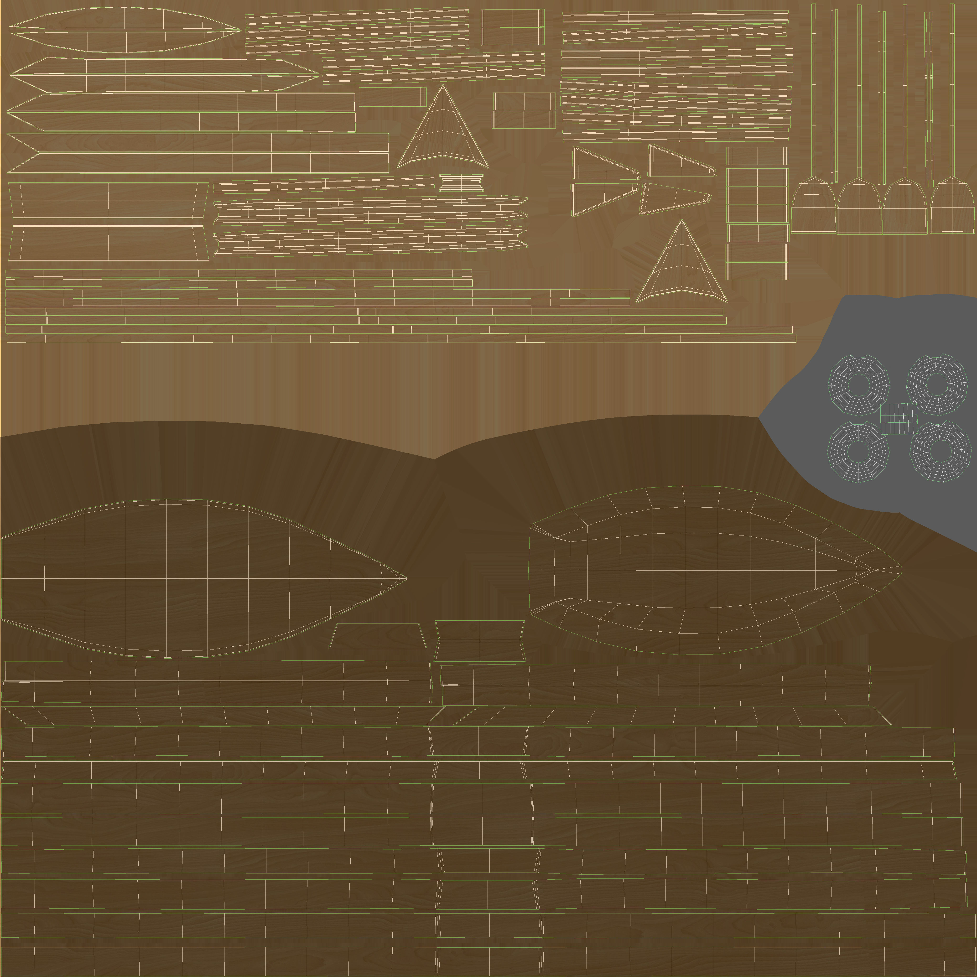 Wooden Rowboat 02 3D model_9