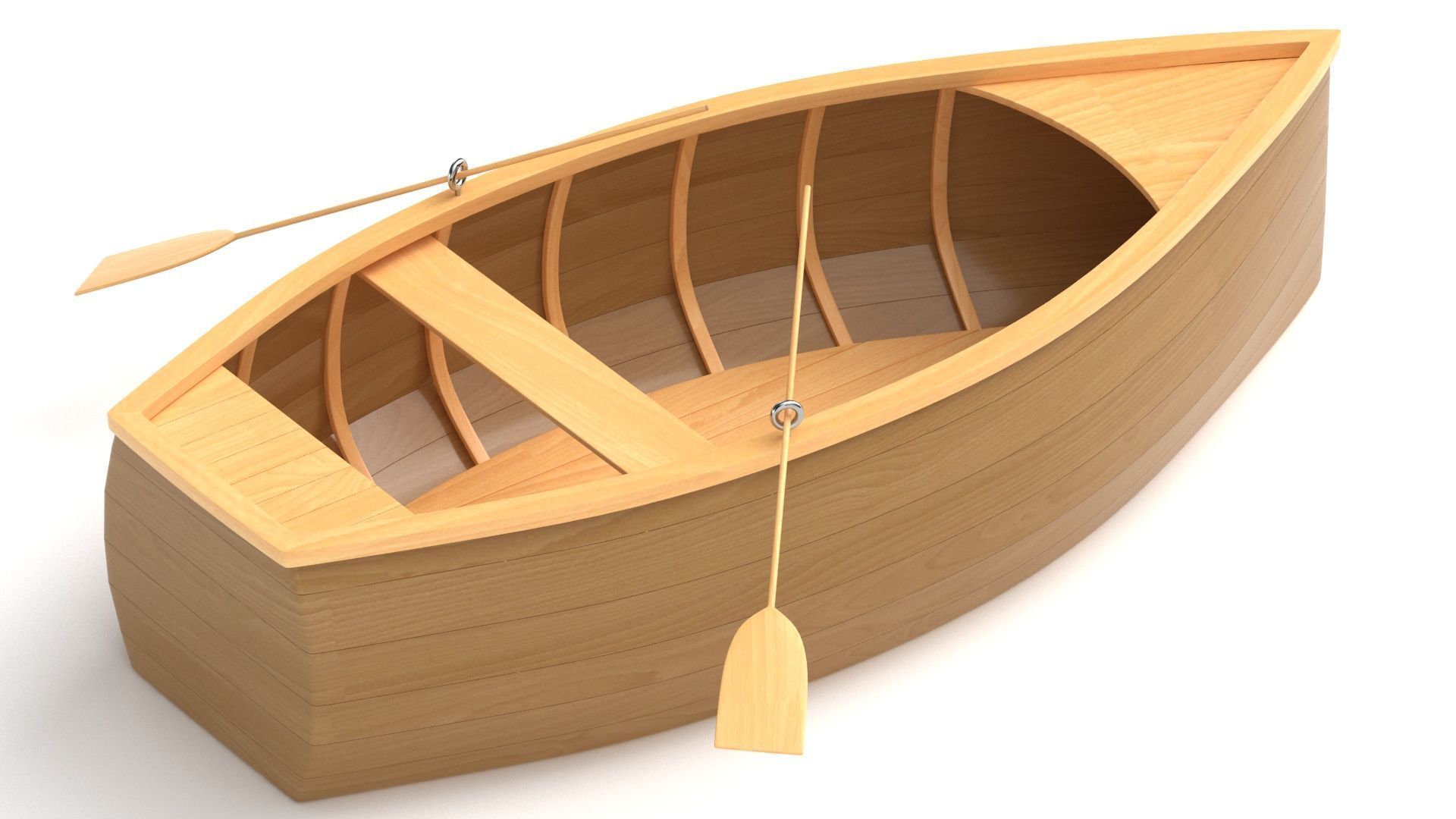 Wooden Rowboat 02 3D model_4
