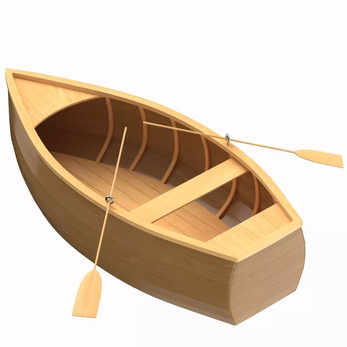 Wooden Rowboat 02 3D model_0
