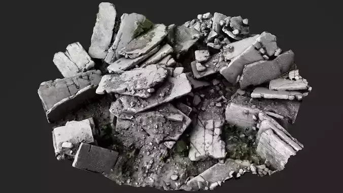 destroyed house ruins debris 2uvsets pt3 photogrammetry