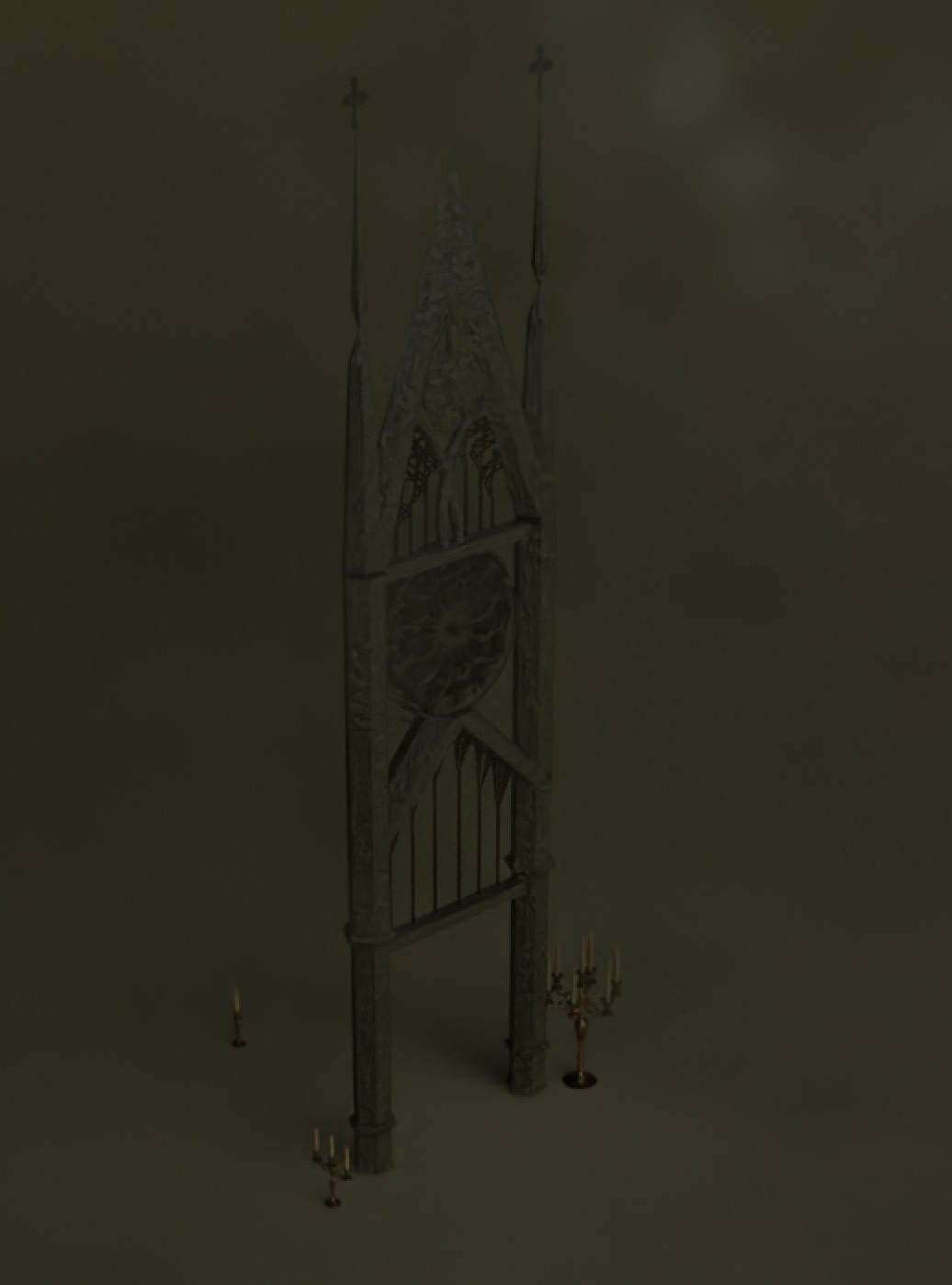 A gothic arch and candles 3D model_1