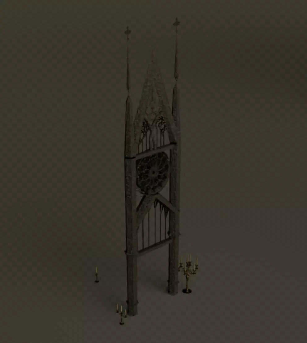 A gothic arch and candles 3D model_0