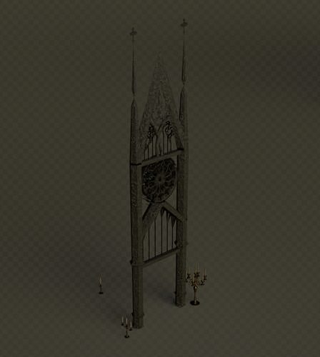 A gothic arch and candles Free 3D model