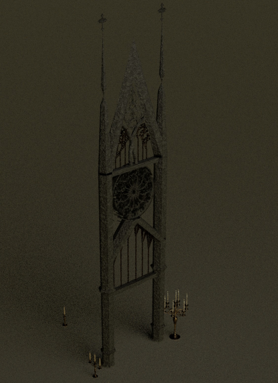A gothic arch and candles 3D model_2