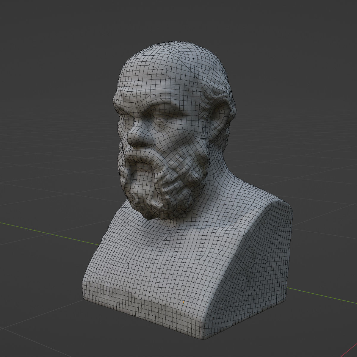 Socrates Bust 3D Model VR AR Mobile-ready Game-ready Low-poly 3D model_11