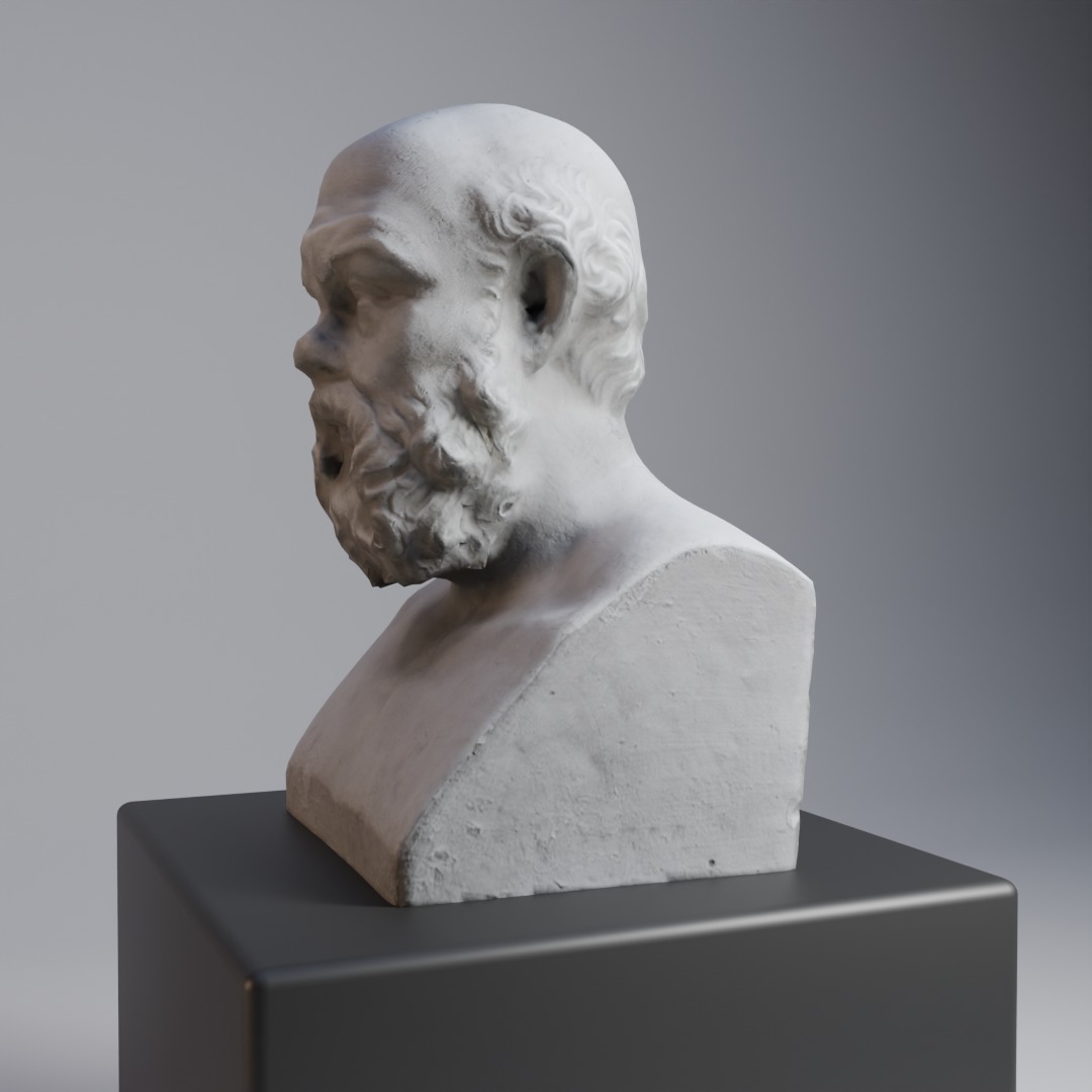 Socrates Bust 3D Model VR AR Mobile-ready Game-ready Low-poly 3D model_2