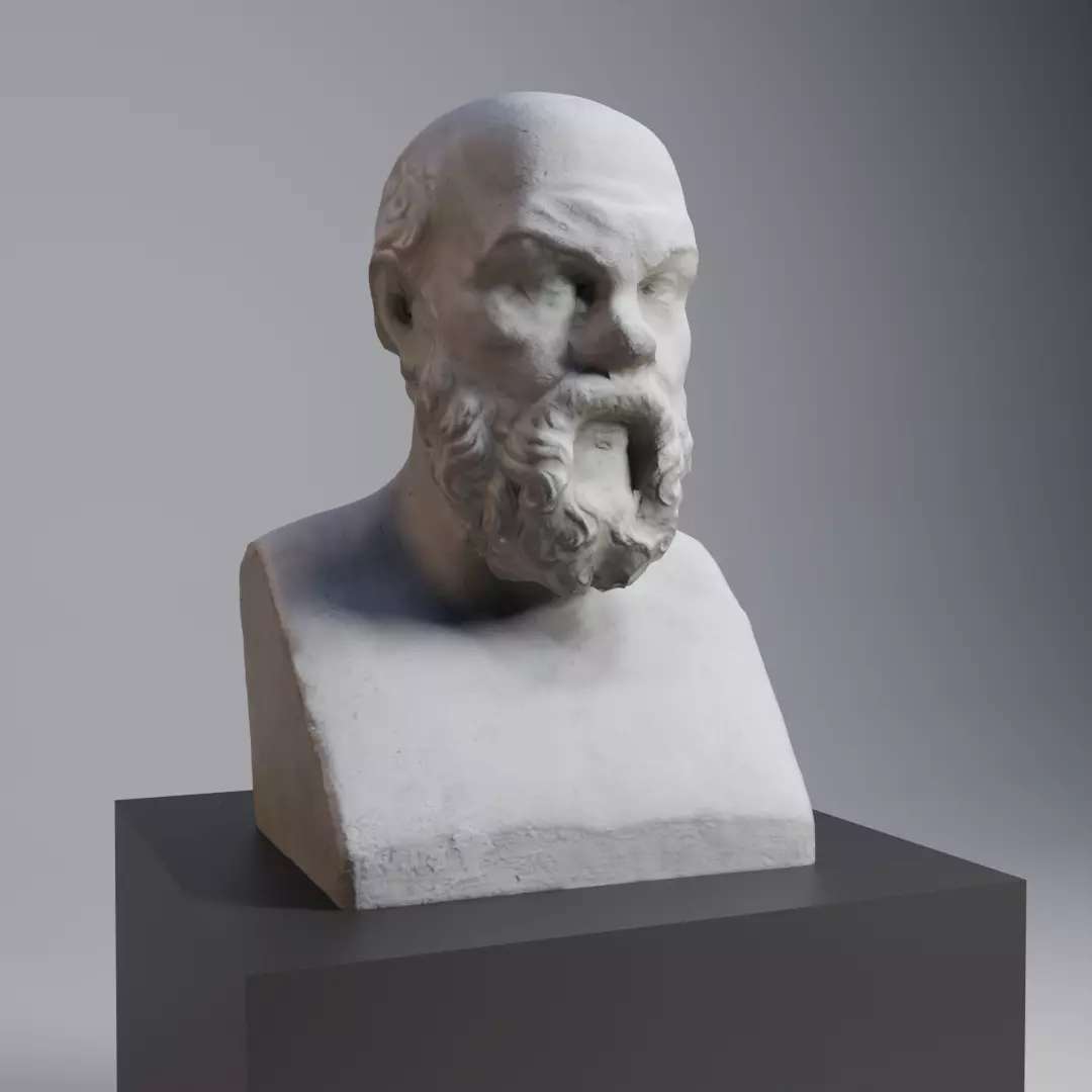 Socrates Bust 3D Model VR AR Mobile-ready Game-ready Low-poly 3D model_0