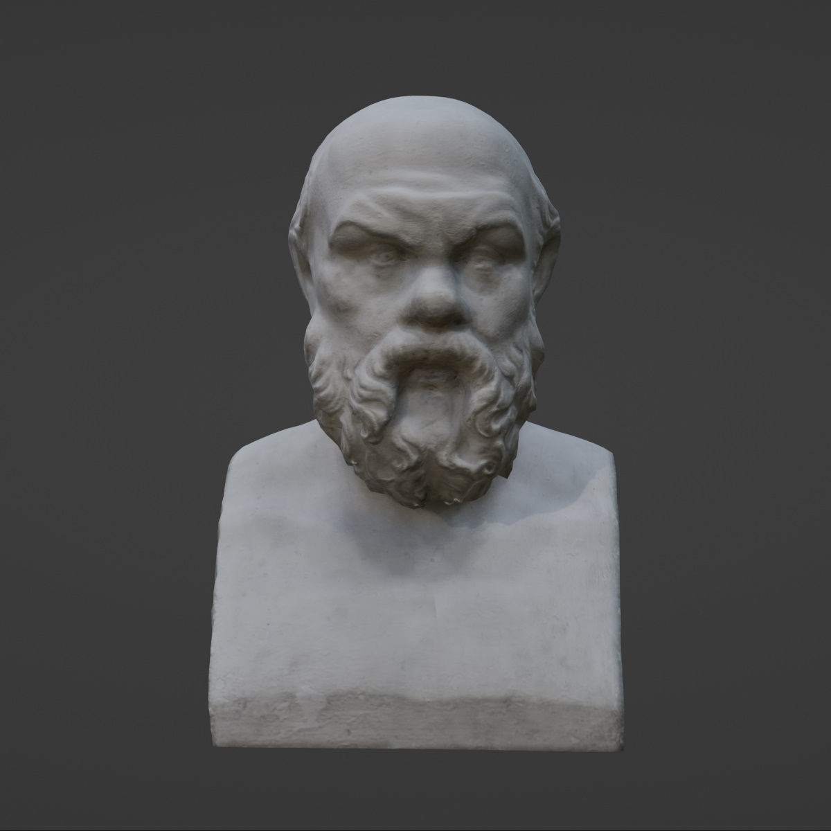 Socrates Bust 3D Model VR AR Mobile-ready Game-ready Low-poly 3D model_3