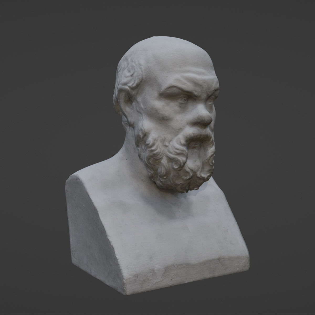 Socrates Bust 3D Model VR AR Mobile-ready Game-ready Low-poly 3D model_10