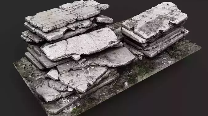 destroyed house ruins concrete slabs part5 photogrammetry 