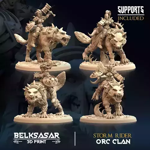 Orc and Wolf - Storm Rider Set x4