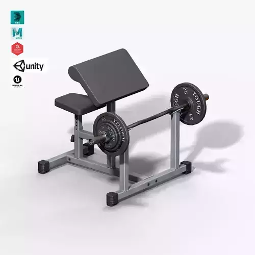 Preacher Curl Bench Low-poly 3D model
