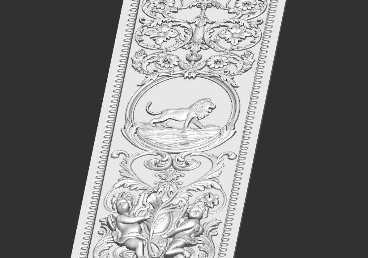 louis xvi wall molding panel plaster 3D model_2