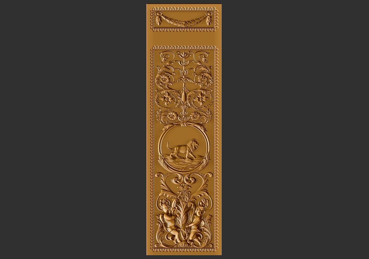 louis xvi wall molding panel plaster 3D model_20