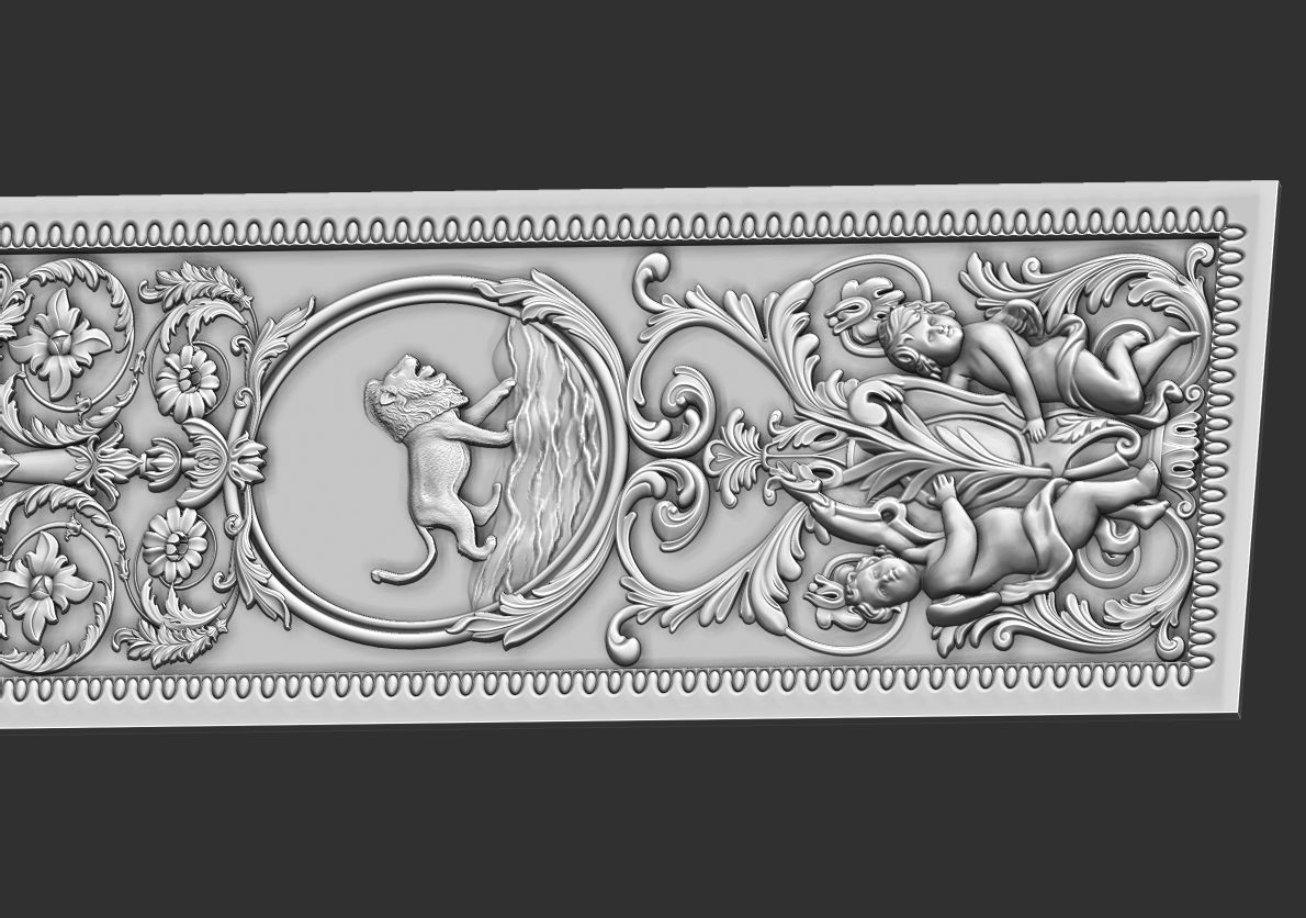 louis xvi wall molding panel plaster 3D model_4