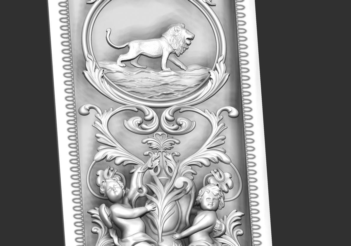 louis xvi wall molding panel plaster 3D model_11