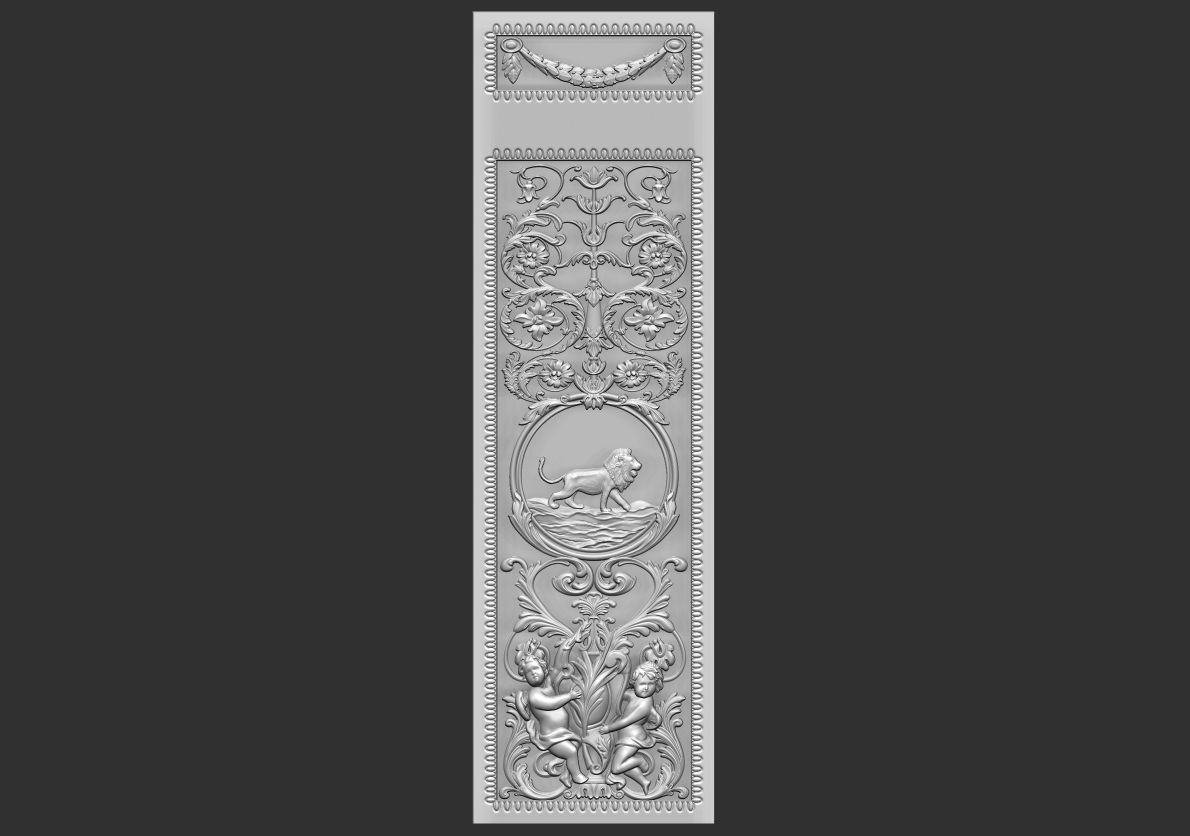louis xvi wall molding panel plaster 3D model_9