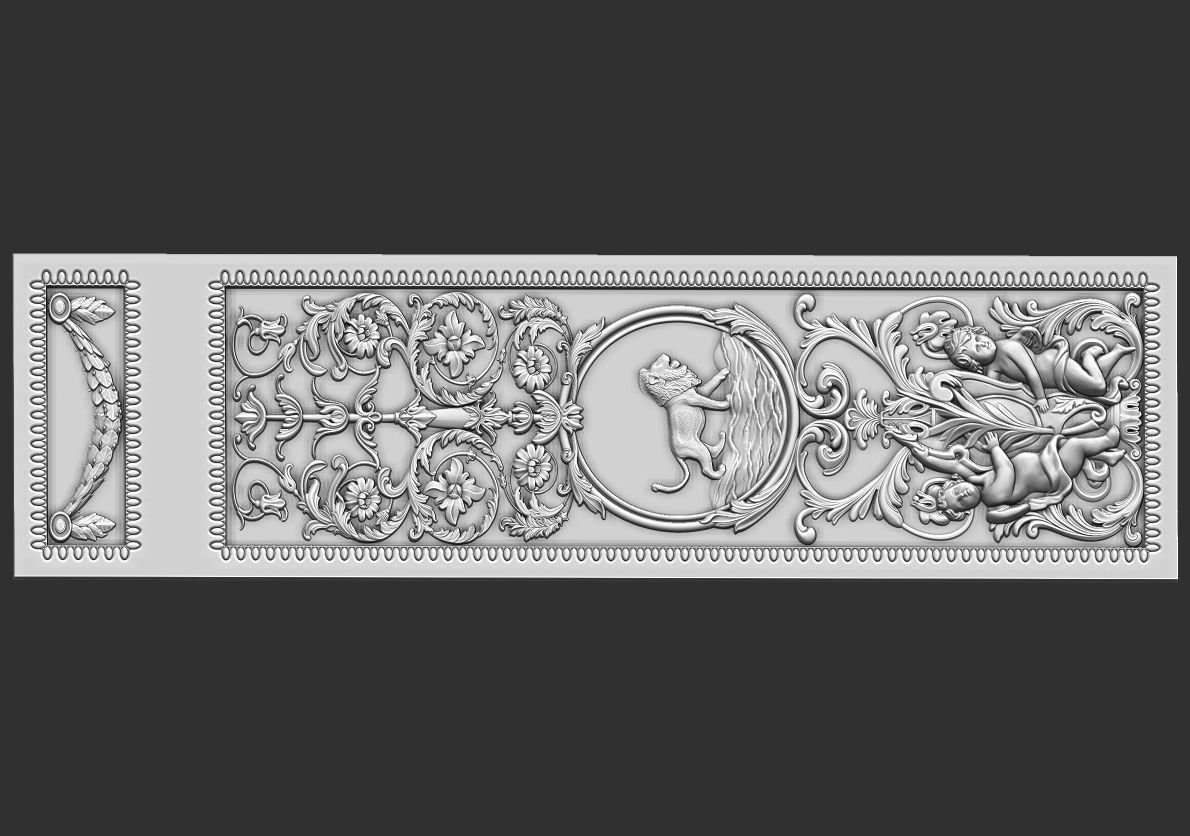 louis xvi wall molding panel plaster 3D model_1