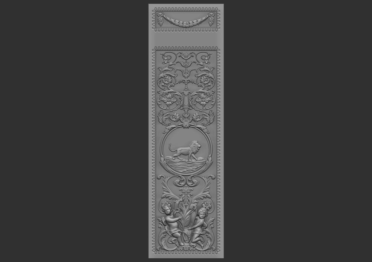 louis xvi wall molding panel plaster 3D model_14