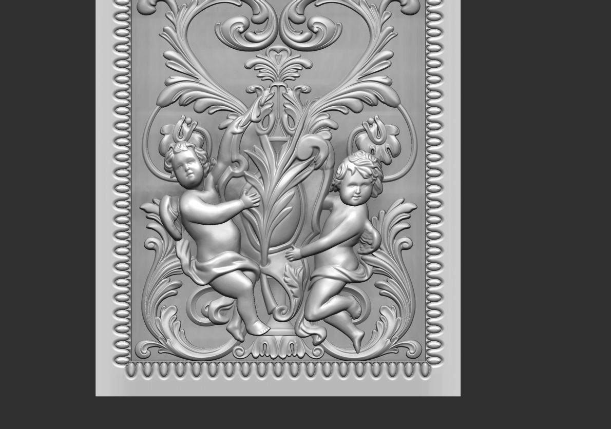 louis xvi wall molding panel plaster 3D model_15