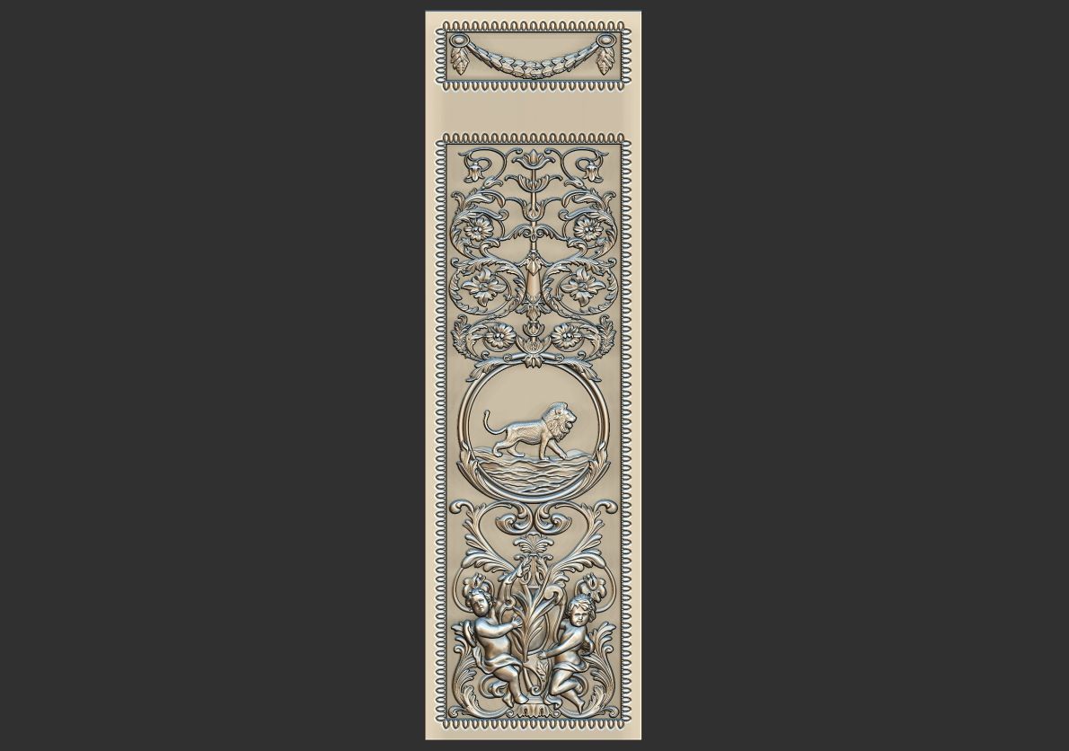louis xvi wall molding panel plaster 3D model_3