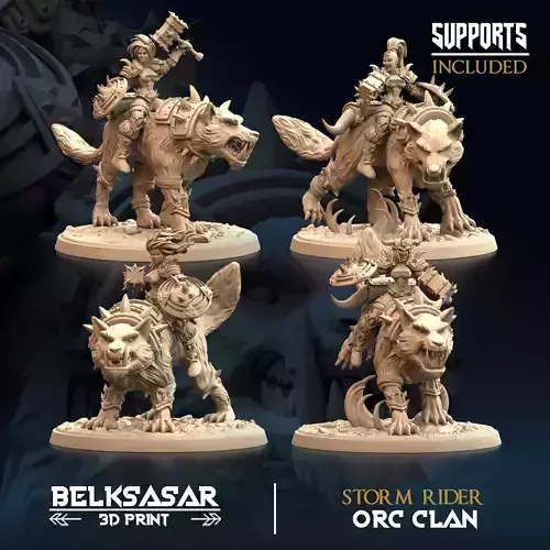 Orc and Wolf - Storm Rider Nude Set x4