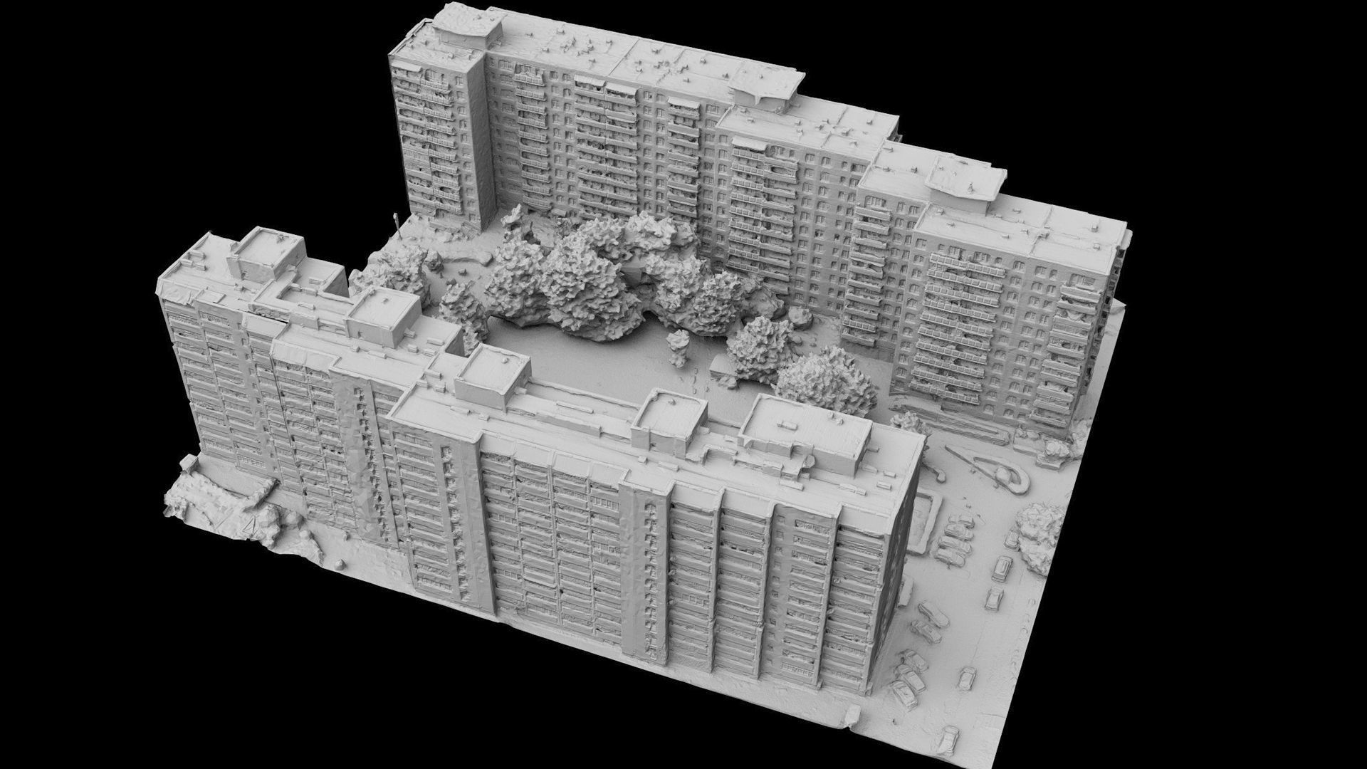 soviet blocks city sector area drone photogrammetry Low-poly 3D model_5