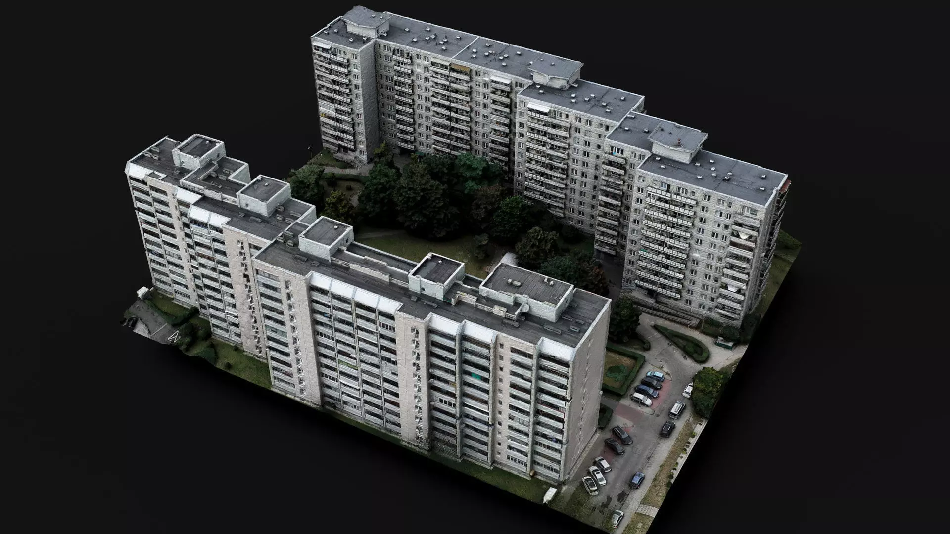 soviet blocks city sector area drone photogrammetry Low-poly 3D model_0