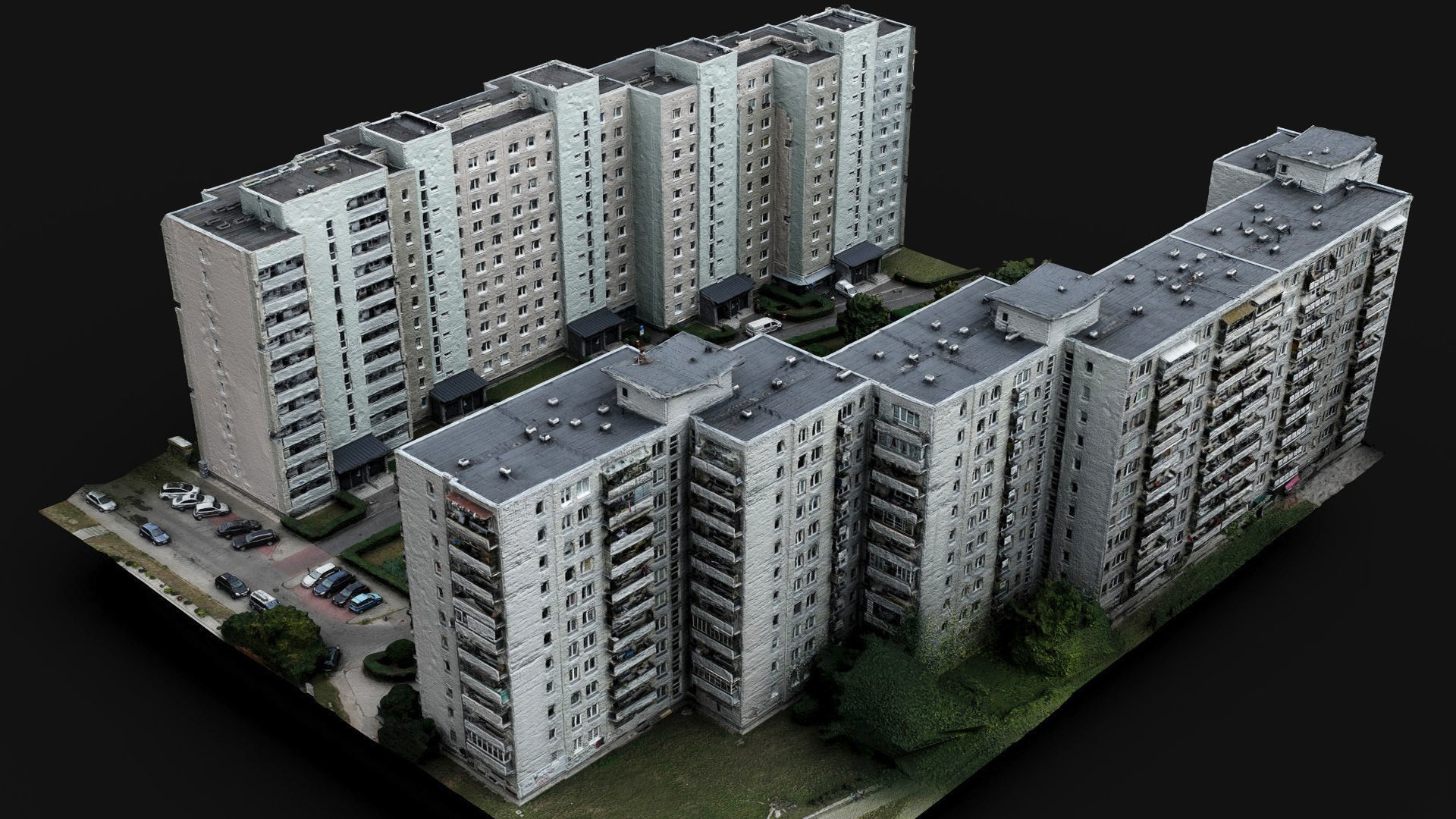 soviet blocks city sector area drone photogrammetry Low-poly 3D model_2