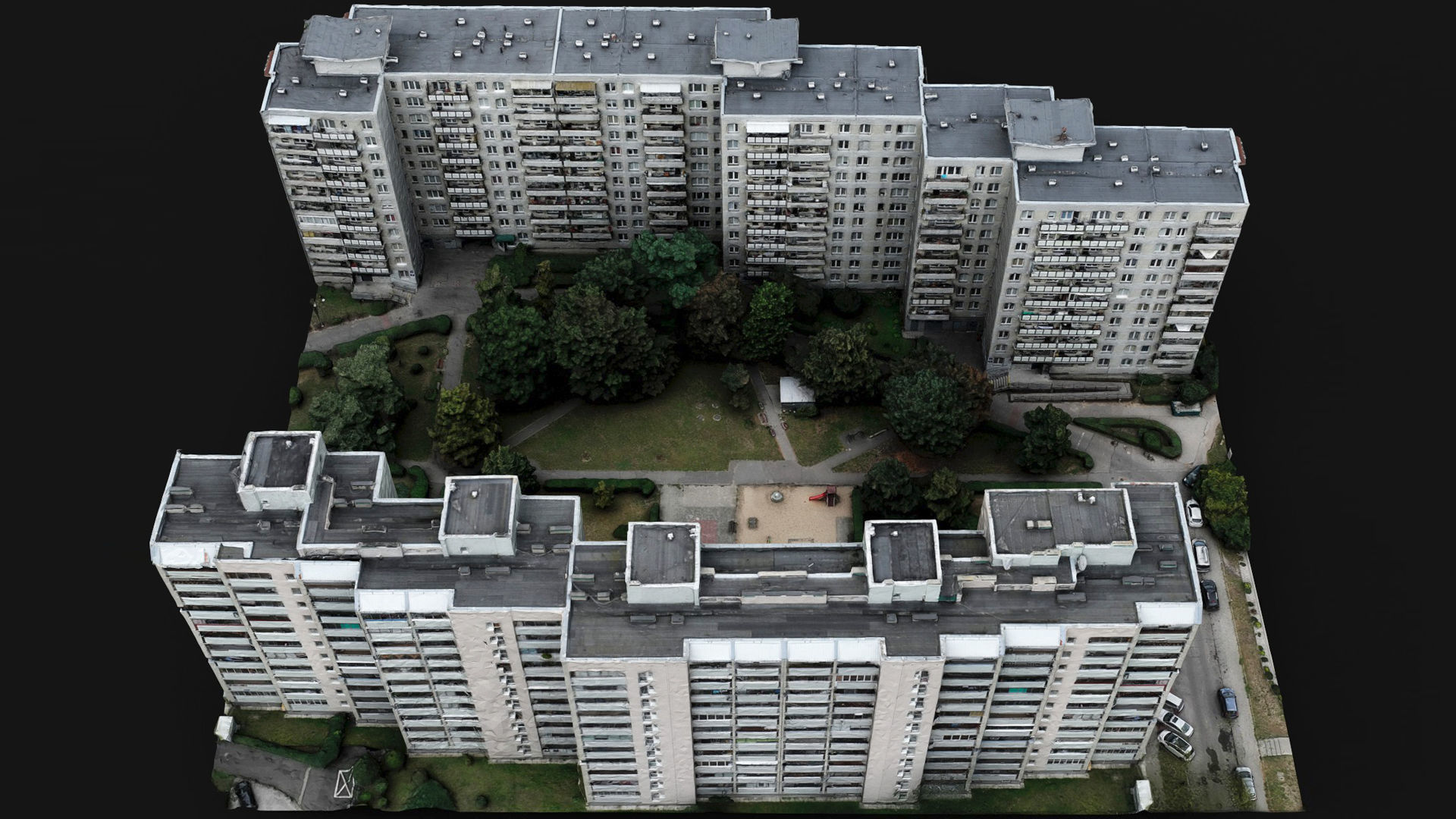 soviet blocks city sector area drone photogrammetry Low-poly 3D model_3