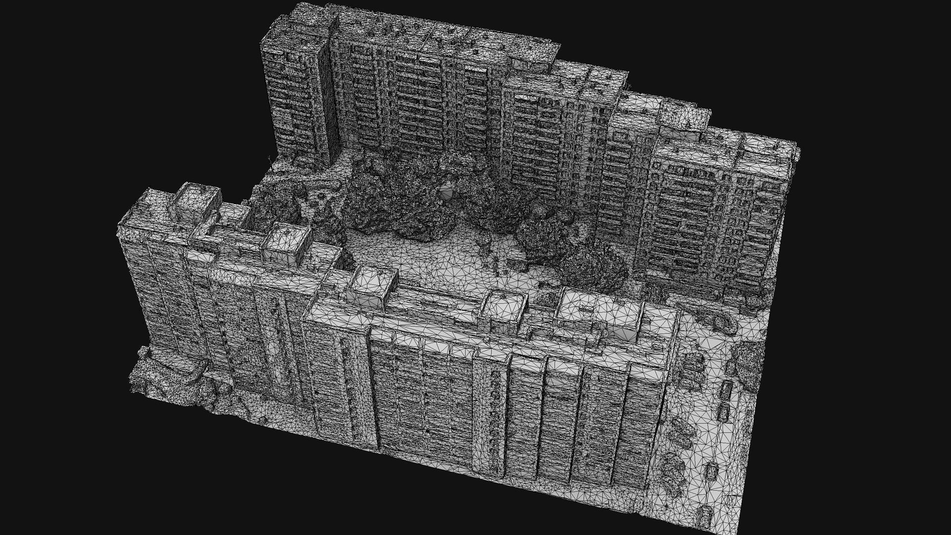 soviet blocks city sector area drone photogrammetry Low-poly 3D model_6