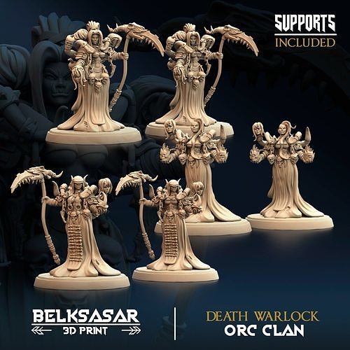 Orc - Death Warlock Topless and Normal Set x3 3D print model