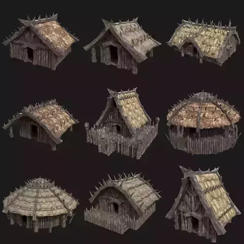 ORC ORCISH BARBARIAN HUNTER CAMP HOUSES TENTS COLLECTION