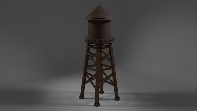 Tower with Silo Low Poly Low-poly 3D model