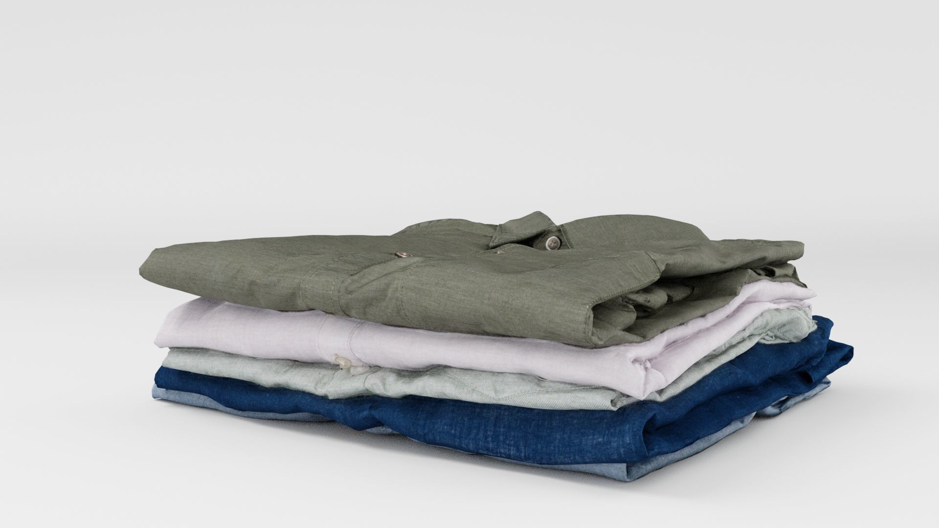 Pile or stack of folded shirts polo Generic casual clothing  3D model_4